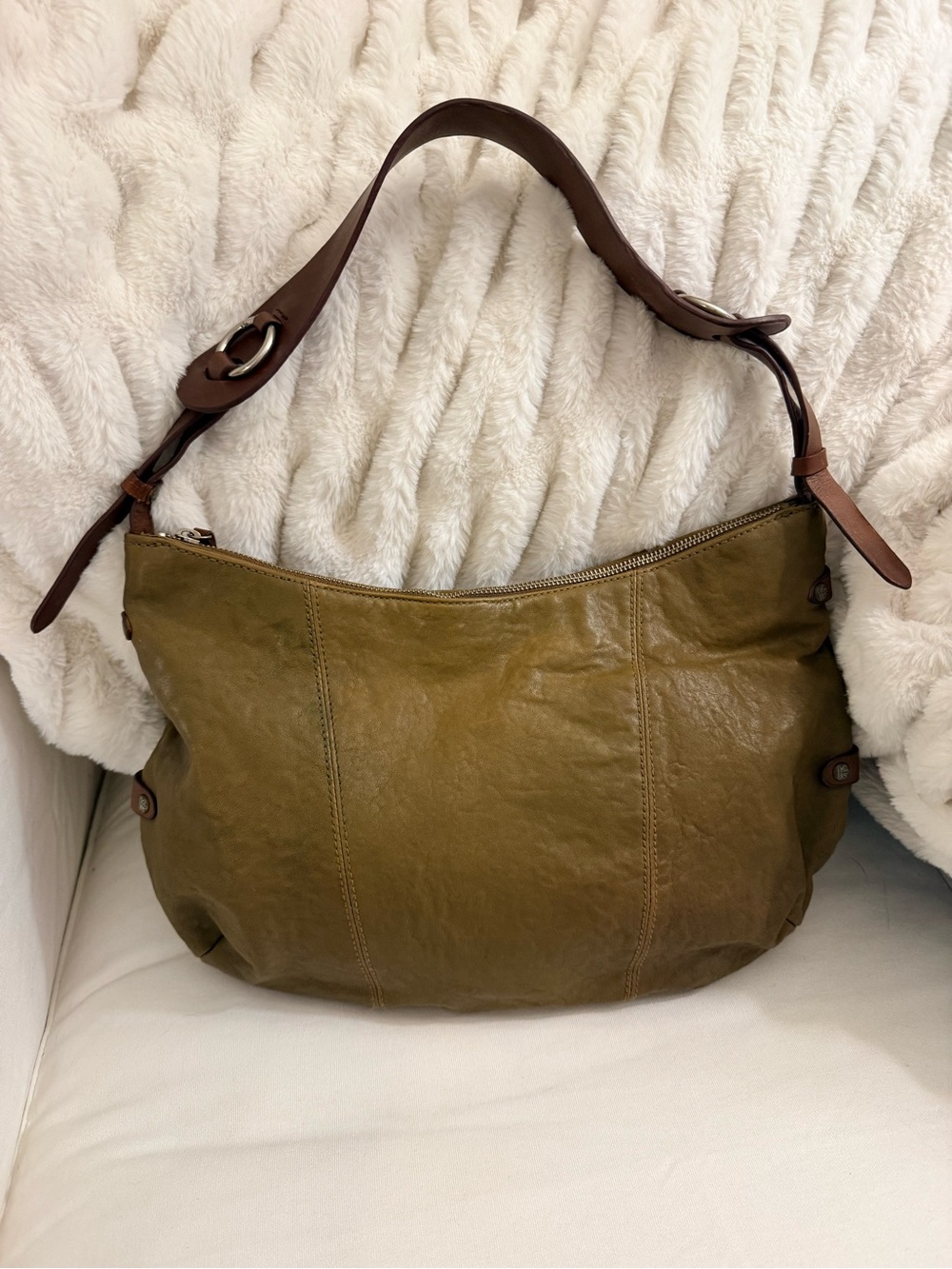 Ellington Olive Green Leather Shoulder Hobo Bag